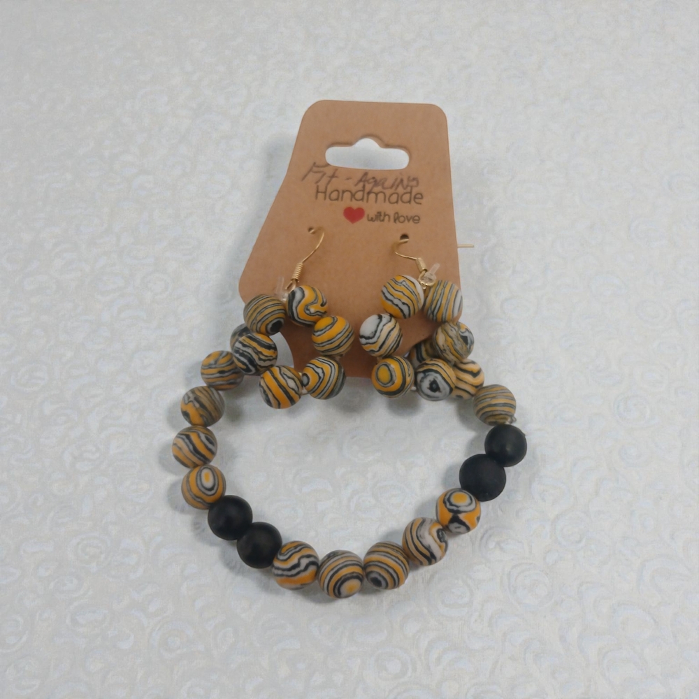 Handmade Multicolor Beaded Bracelet And Earrings